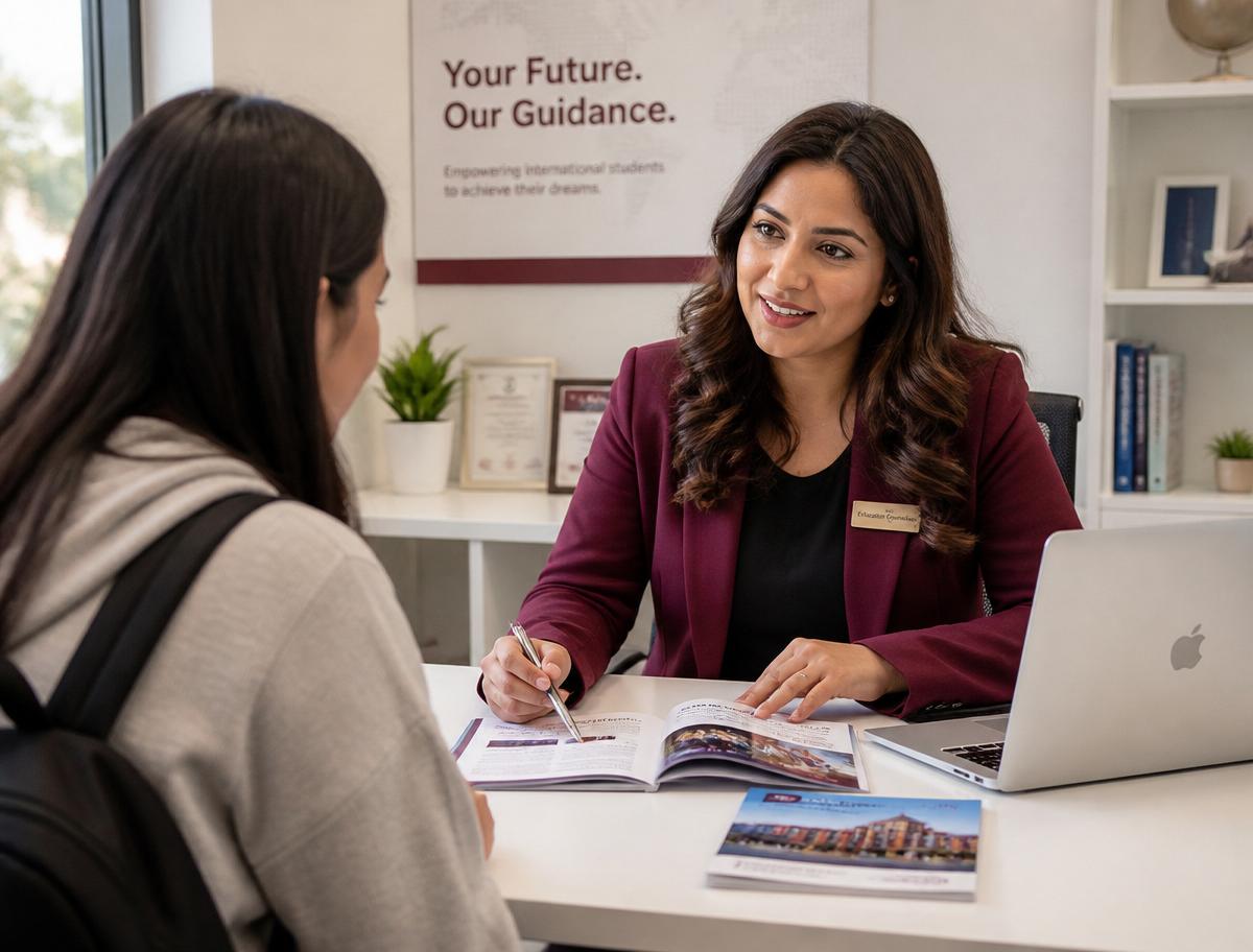 Education counsellor advising an international student about studying in Malaysia